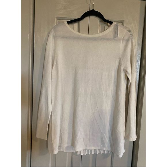 SOFT SURROUNDINGS Pleated Ecru Ivory Reserva Sweater Tunic, Size Medium, MP $90 - Picture 6 of 11
